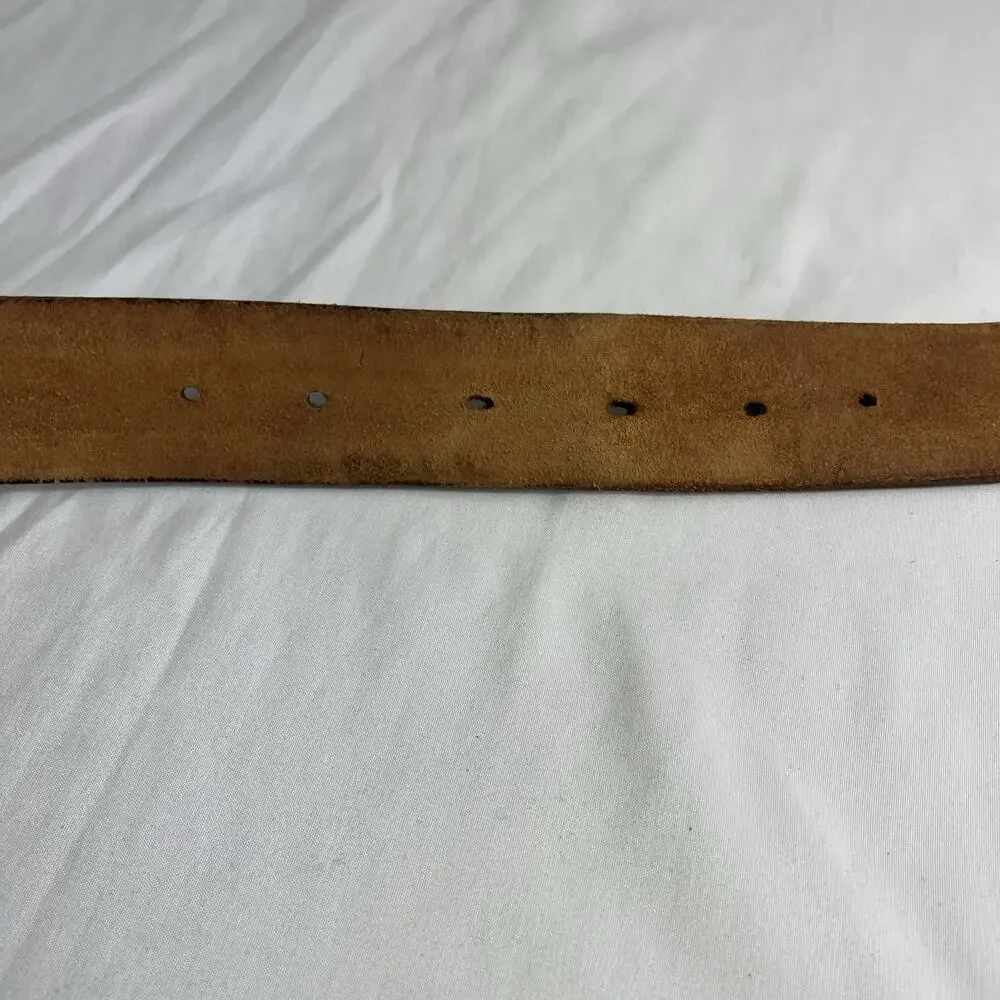 Unbranded Brown Leather Belt Mens Size 38, braided and floral tooled pattern